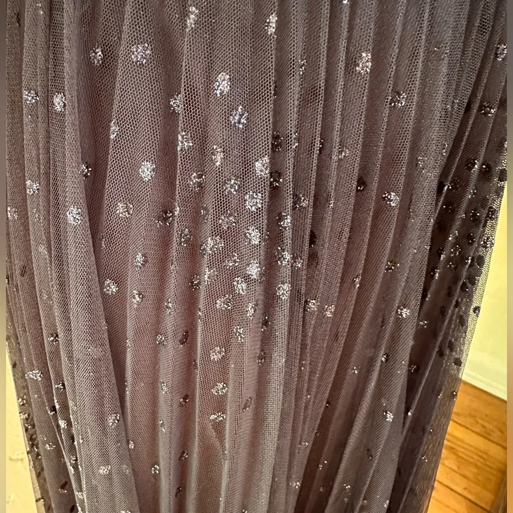 Betsey Johnson black beaded spaghetti strap tulle dress w/Greek waist Size 4 - Picture 3 of 6